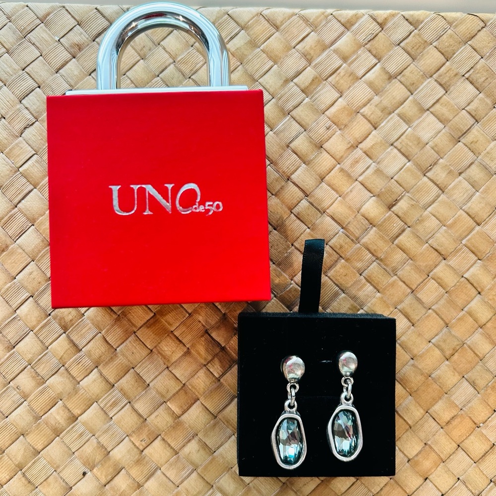 UNO de 50 Sterling Silver-Plated Earrings with Blue Crystal